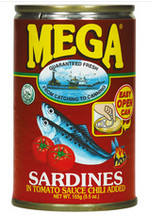 Mega Sardinen in Tomatensauce mit Chili, 24 X 155g